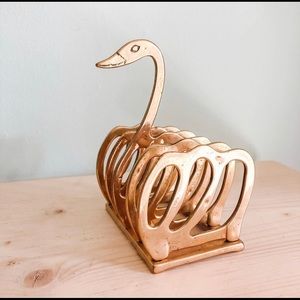 SOLD MCM brass swan napkin/mail holder